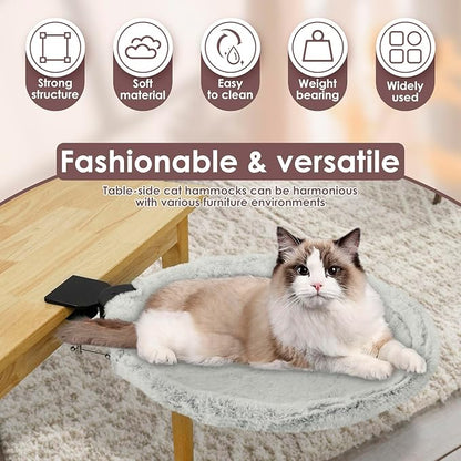 Cat Desk Bed - Cat Hammock for Desk, Soft Fabric, Adjustable Cats Shelf Beds, Easy Installation, Washable Pet Mat, Supports up to 44lbs, Table Clamp Pet Bed Cats Furniture for Kitten