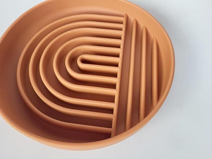 Modern Rainbow Pet Slow Feeder Bowl, Silicone Slow Feeder for Dogs & Puppies, Slow Eating, Modern Lick Mat Design, Reduces Gulping, Dishwasher Fit, for All Breed, Durable Mealtime Puzzle (Terre Amber)