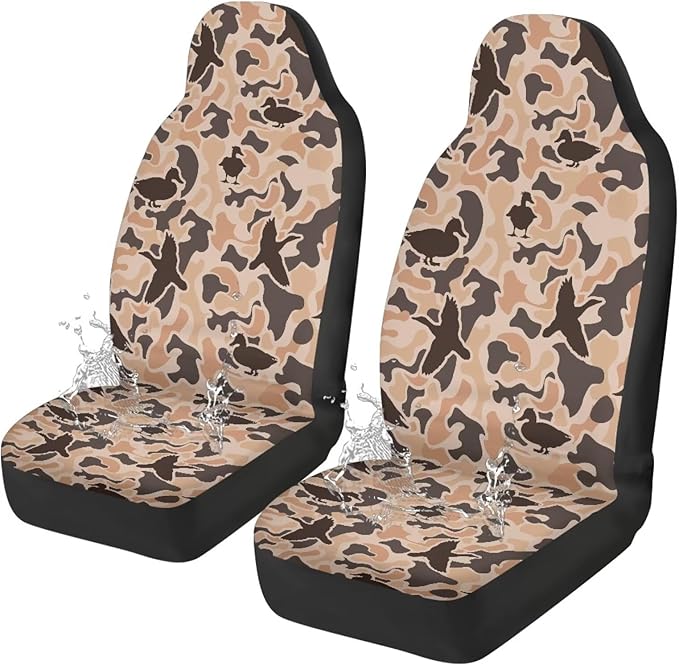 Duck Hunting Car Seat Covers Waterproof Breathable Front Seat Cover Set of 2, Easy to Install Vehicle Front Seats Interior Protector Suitable for Most Car Auto SUV Sedan Truck