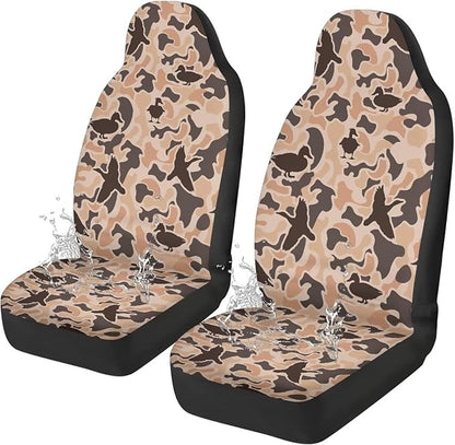 Duck Hunting Car Seat Covers Waterproof Breathable Front Seat Cover Set of 2, Easy to Install Vehicle Front Seats Interior Protector Suitable for Most Car Auto SUV Sedan Truck