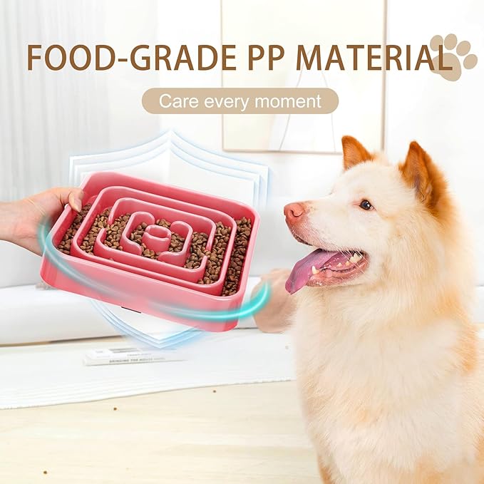 Slow Feeder Dog Bowls for Large Medium Dogs, Anti-Choking Slow Eating Maze Dog Food Bowl, Anti-Slip Slow Feeding Pet Puzzle Bowl,Pink