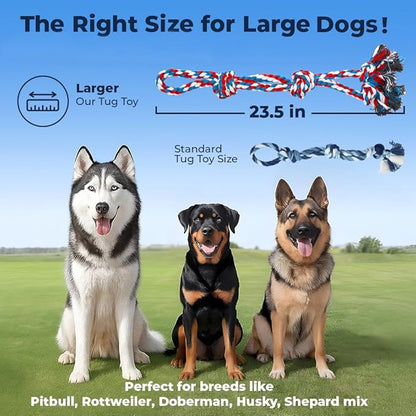 Pacific Pups Products 2 Pack Red - XL Dog Rope Toy for Aggressive Chewers - Benefits Non-Profit Dog Rescue - Tug of War Dog Toy, Dog Toys for Large Dogs, Tough Dog Toys for Aggressive Chewers