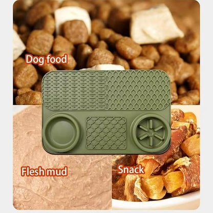Cat Dog Slow Feeder Set Textured Slow Lick Mat & Drumstick Puzzle Toy Food Grade Silicone Easy to Clean Anti-Slip Base Pet Accessories (Mat-2 2pcs)