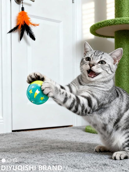 10 Colorful PP Cat Toys Balls for Indoor Kitten, Interactive Chase and Bite Toys for All Kittens and Cats (1.5'' - 2.2'')