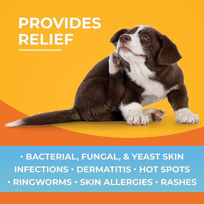 Antibacterial & Antifungal Medicated Wipes for Dogs and Cats – 100 Count - Chlorhexidine Wipes with Ketoconazole for the Treatment of Rashes, Skin Infections, Itchy Paws, and Pet Acne