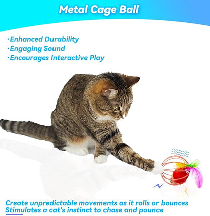 Cat Toys 6 Packs Cat Ball Toys for Indoor Cats and Kittens, Metal Cage Balls with Mice & Bells, Interactive Cat Toys Bell Balls, Mouse Toys, Kitten Toys Promote Physical Exercise