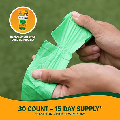 Arm & Hammer Dog Bone Shape Dog Poop Bag Dispenser With 30 Count Plant-Based Poop Bags With Activated Baking Soda; 9 x 14 Inches; White