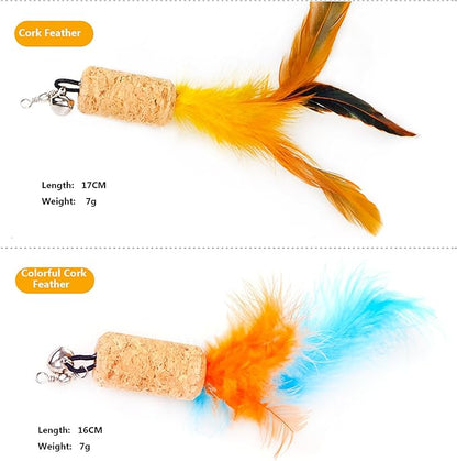 2 Piece Replacement Pack of Feather for Interactive Cat and Kitten Toy Wands CT15-7 Cork Feather