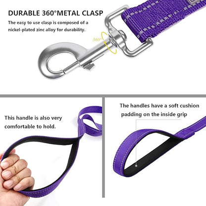 Dog Leash 6 FT Padded Handle Nylon Reflective Dogs Leashes for Small Dogs Puppy Leashes Purple