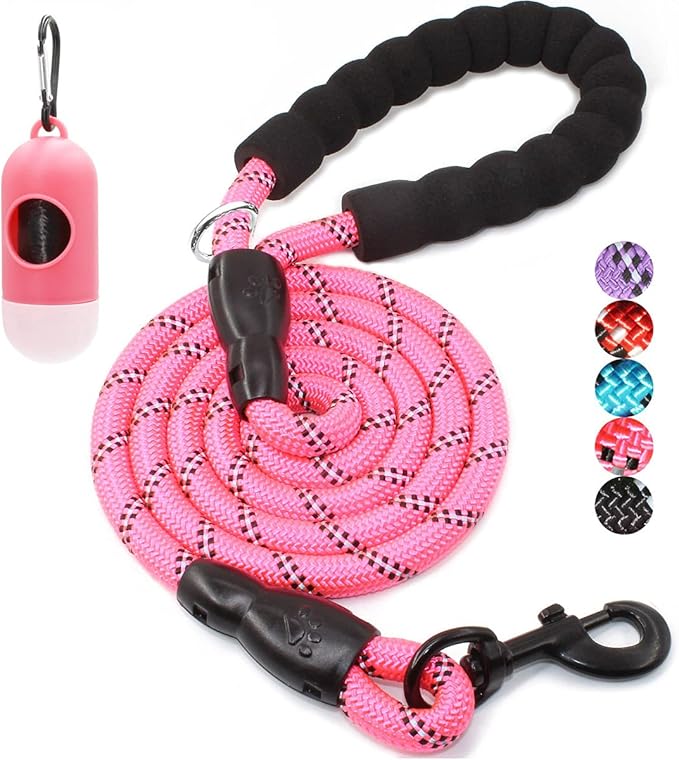 BAAPET 2/4/5/6 FT Dog Leash with Comfortable Padded Handle and Highly Reflective Threads for Small Medium and Large Dogs (4FT-1/2'', Pink)