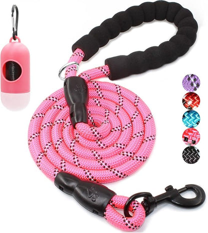 BAAPET 2/4/5/6 FT Dog Leash with Comfortable Padded Handle and Highly Reflective Threads for Small Medium and Large Dogs (4FT-1/2'', Pink)