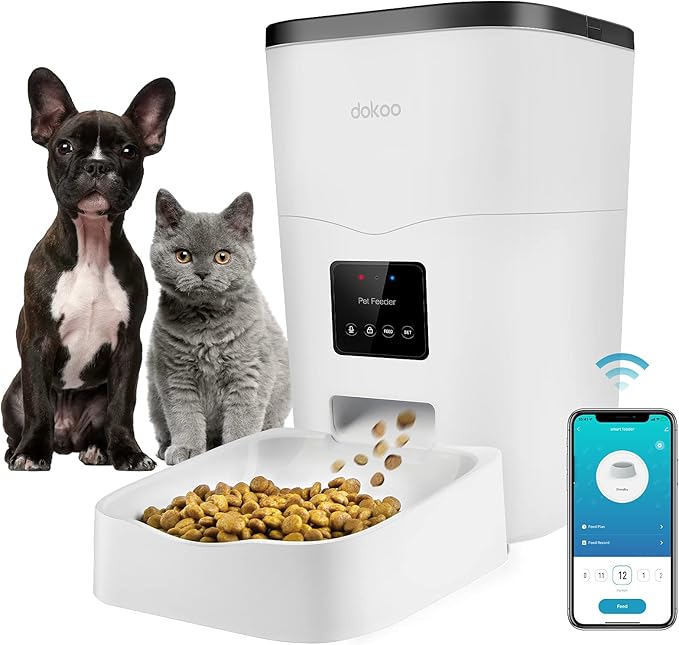 Automatic Cat Feeder, 3L Smart Cat Dry Food Dispenser with Portion Control & Timer, 1-10 Meals, Voice Recorder, Support 2.4G WiFi, Auto Pet Feeder for Cats and Small Dogs (White)