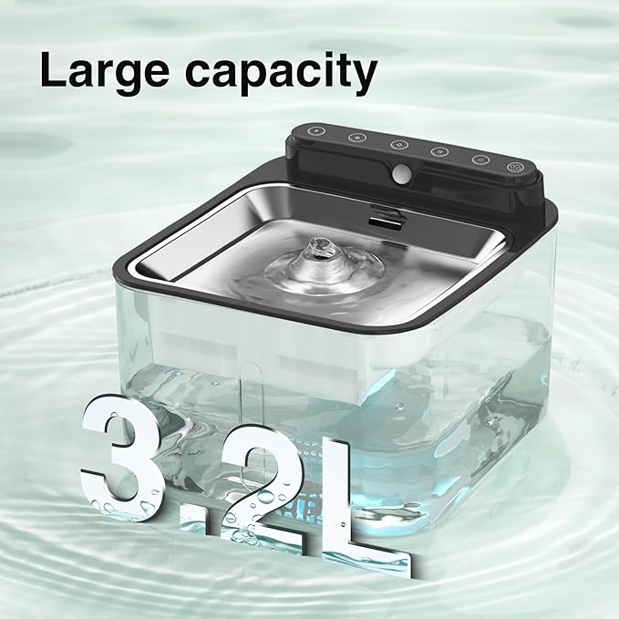 Wireless Cat Water Fountain Battery Operated,Water Fountains for Cats Indoor,108oz/3.2L Motion Sensor Pet Water Fountain,BPA-Free(3 Filters)