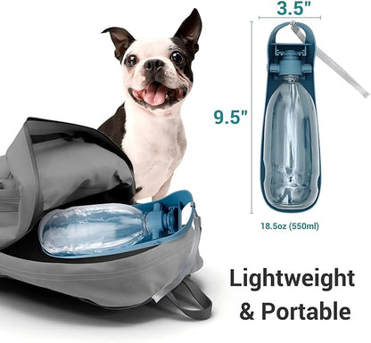 Dog Water Bottle, 550ML Large Capacity Leak-Proof Portable Pet Water Dispenser with Carrying Lanyard, Ideal for Outdoor Walking Hiking Travel