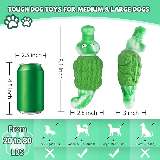 WinTour Tough Dog Toys for Large Dogs, Indestructible Dog Toy for Aggressive Chewers with Squeaky, Durable Chew Toys to Keep Them Busy for Medium and Large Breeds, Interactive Heavy Duty Bones