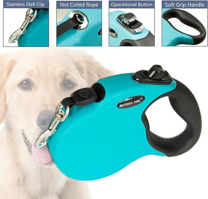 Retractable Dog Leash Hands-Free Adjustable Length 16ft with Safety Lock Durable Nylon Belt for Small Medium Large Dogs Easy Walk Training Portable Dog Leash Blue M