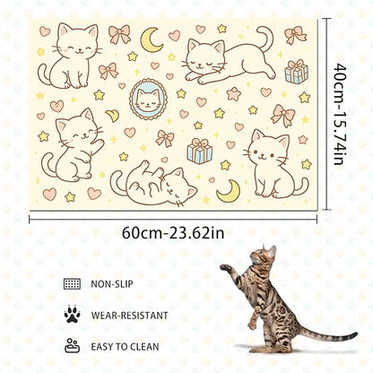 Cute Sweet Cat Food Mat for Dog Food Mat Food and Water Bowl Pet Feeding Bowl Mats for Pet Feeding Areas Easy Clean Fast Dry Feedings Pad Cats, Kittens & Small Dogs 24" x 16"