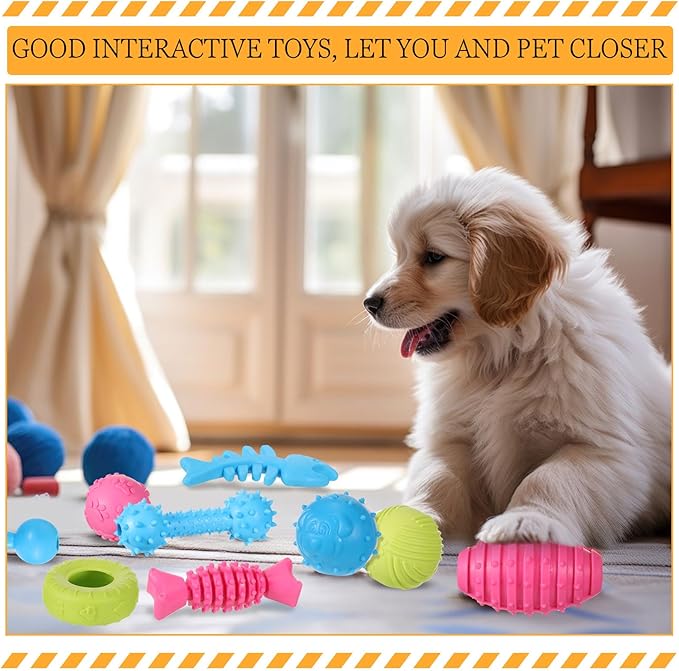 Jenaai 50 Pack Puppy Toys Chew for Teething Cute Soft Dog Toys Interactive Teething for Small Dogs Anxiety Relief Cleaning Teeth, Assorted Style