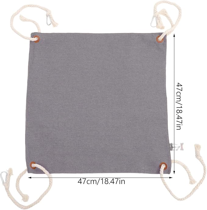 Adjustable Double-Sided Cat Hanging Hammock Bed, Reversible Small Animal Nest with Soft Fabric for Indoor Cage and Window Use, Light Gray Kitten Nest