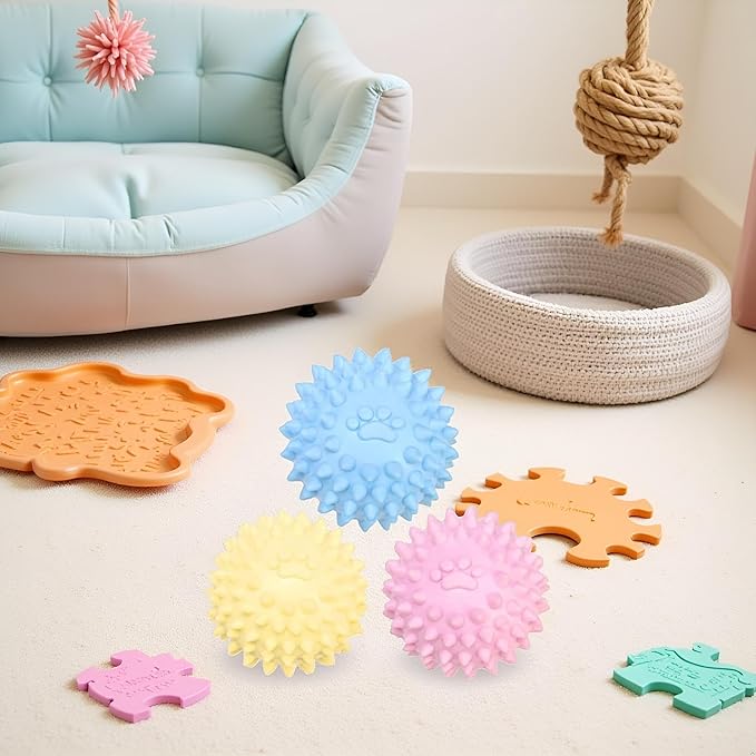 3Pcs Colorful Dogs Toy Spiky for TPR Ball No Squeak Chew Toy Long Lasting for Aggressive Heavy Chewers Dogs Puppy Teething Training Spiky Rubber Ball Toy Small,Dog Chew Toys for Aggressive Chewers
