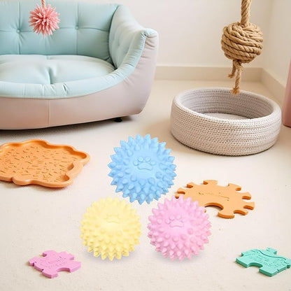 3Pcs Colorful Dogs Toy Spiky for TPR Ball No Squeak Chew Toy Long Lasting for Aggressive Heavy Chewers Dogs Puppy Teething Training Spiky Rubber Ball Toy Small,Dog Chew Toys for Aggressive Chewers