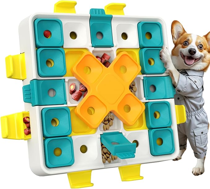 KADTC Large Size Dog Puzzle Toy, 2 Levels of Step-by-Step Challenge, 4 Ways to Play for Dogs Beginner to Advanced Mental Stimulation Toys, U.S. Brand