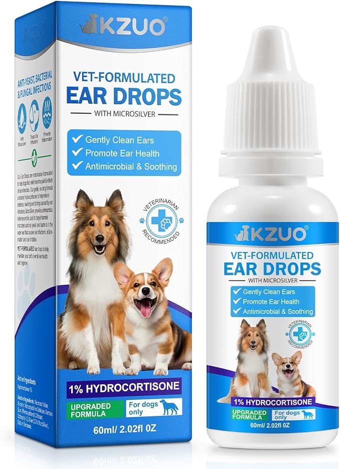 Dog Ear Infection Treatment, Dog Ear Drops with 1% Hydrocortisone for Dog, for Dog Yeast Infection, Soothe Itching, Redness, & Swelling - Vet Recommended