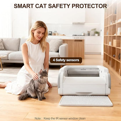 Automatic Litter Box Open Top Self Cleaning Cat Litter Box for Multiple Cats Electric Litter Box with Smart APP Control