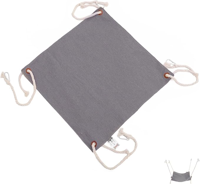 BESTYASH Adjustable Hanging Cat Hammock Bed Double-Sided Wear-Resistant Sleeping Nest for Cage Small Cats and Kittens Light Gray