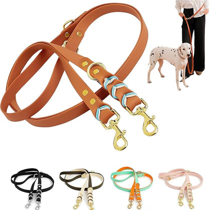 Albcorp Braided Hands-Free Dog Leash – Small & Medium Sizes, 7.2 ft Long – PVC Coated, Adjustable for Cross-Body, Waist, or Handheld Use – Waterproof, Customizable & Durable. Brown, Medium