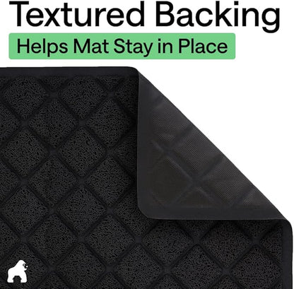 GORILLA GRIP Cat Litter Box Mat, Cushioned Coil Mesh Litter Trapping Mats, Scatter Control Supplies for Less Mess, Phthalate Free, Ultra Deep Catch Grooves, Rinse or Vacuum to Clean 24x17 Black 2 Pack