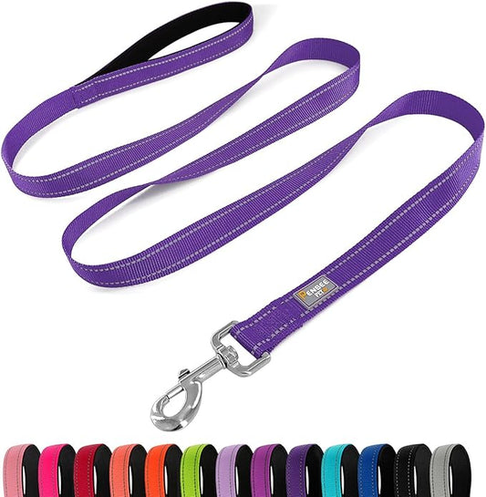 Dog Leash 6 FT Padded Handle Nylon Reflective Dogs Leashes for Large Dogs Purple