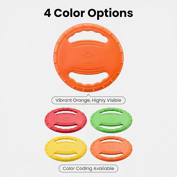 EVA Dog Flying Disc Toy, Durable Interactive Fetch with Dual Grip Holes, Non-Slip Floating Pet Toy for Small Medium Large Dogs, Outdoor Park Beach Play (Orange)