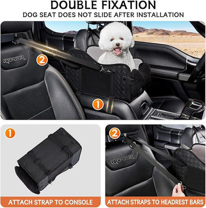 TKYZ Center Console Dog Car Seat,Pet Puppy Car Seat,Middle Console Dog Armrest Booster Seat for Small Dogs(Leather Black)