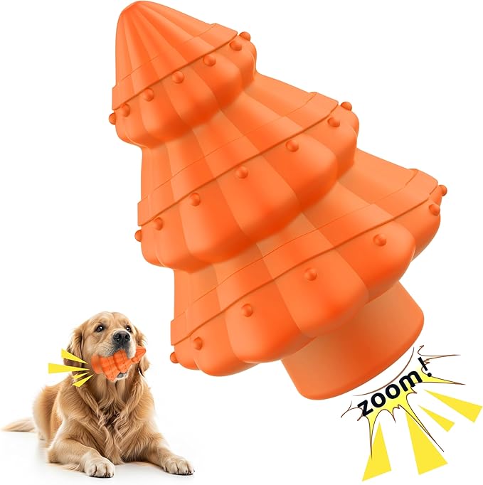 Dog Chew Toy-Tough&Durable Dog Toys for Aggressive Chewers,Christmas Tree Style&Beef Smell Squeaky Chew Toy -for Small Medium and Large Dogs.