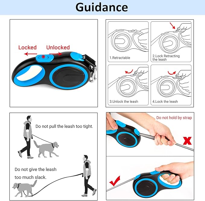 Segarty 26 Ft Retractable Dog Leash, 8m Retractable Leash for Medium Larger Dogs Up to 110 Lbs, 1 Button Break & Lock, 360 Tangle-Free, Heavy Duty Long Dog Lead for Training Running Walking