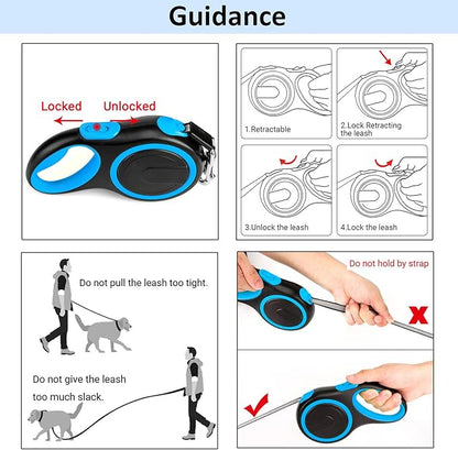 Segarty 26 Ft Retractable Dog Leash, 8m Retractable Leash for Medium Larger Dogs Up to 110 Lbs, 1 Button Break & Lock, 360 Tangle-Free, Heavy Duty Long Dog Lead for Training Running Walking