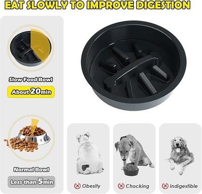 Elevated Dog Bowls, Height Adjustable Raised Dog Bowl Stand (4.5'' to 12''), Organizer Bowl Holder for Large Medium Dogs