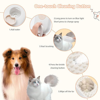 4 in 1 Cat Steam Brush for Shedding, 2026 Rechargeable Pet Steam Brush With 360 Rotating Arm, Massage, Cleaning, Shedding & Combing Multifunctional Hair Removal Comb for Cats Dogs (Orange)