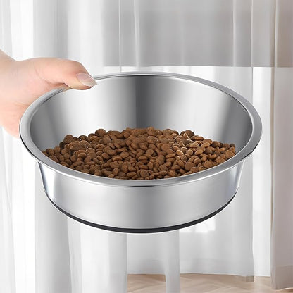 3 Pack Stainless Steel Dog Bowls, 64oz/3 Cups Silicone Base Anti-Slip Dog Metal Bowls, Food and Water Pet Bowls for Small, Medium Dogs and Cats, Dishwasher Safe