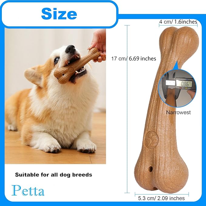 Indestructible Dog Toys For Aggressive Chewers Dog Chew Toys Dog Bone Made With Wood, M, 2Pcs