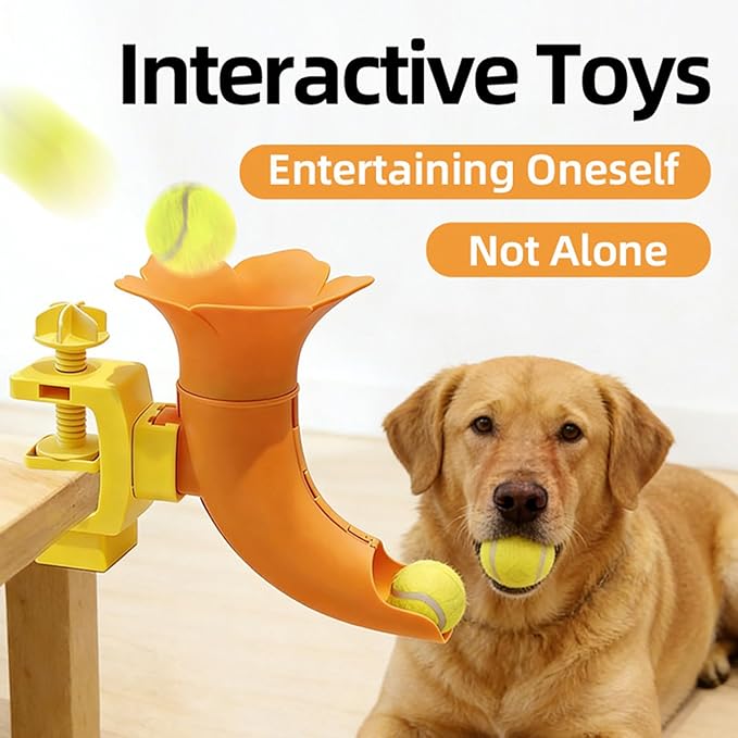Automatic Ball - Interactive Dog Thrower, Long-Distance Launch with Adjustable Range, Non-Slip Tennis with Rechargeable Battery, Pet Ball Machine, Fetch Trainer for Small Dogs