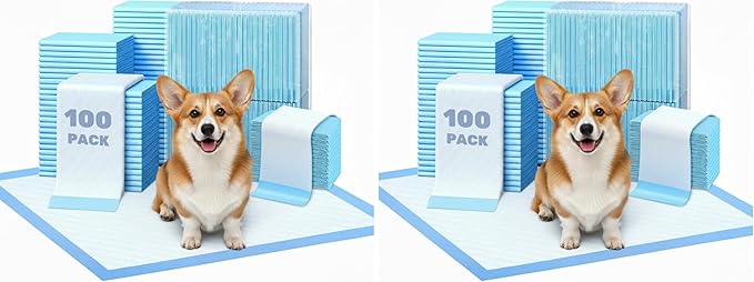 ScratchMe Super Absorbent Waterproof Dog and Puppy Pet Training Pad, Housebreaking Pet Pad,Blue (22"x22"(100PCS)) (Pack of 2)