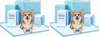 ScratchMe Super Absorbent Waterproof Dog and Puppy Pet Training Pad, Housebreaking Pet Pad,Blue (22"x22"(100PCS)) (Pack of 2)