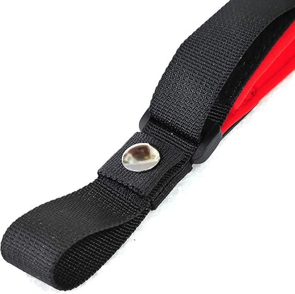 Hands Free Adjustable Wrist Strap, Soft Comfortable Diving Fabric Safety Strap for Retractable Dog Leash (Black & Red, 2 Pack)