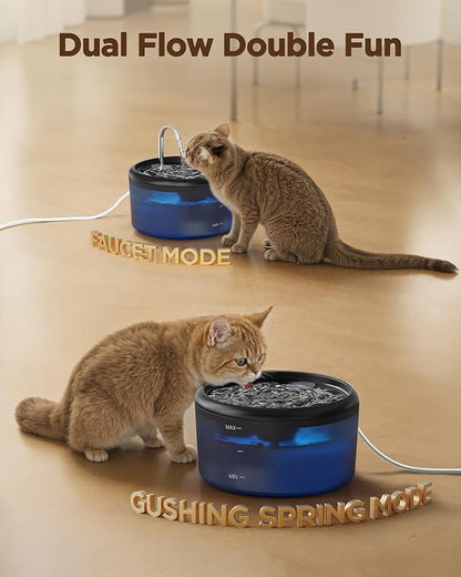 Cat Water Fountain for Cats Indoor: 80oz/2.4L Cat Fountains for Drinking - Quiet Pet Watering Bowls for Cats Inside - Black Kitten Waterer Supplies - for Small and Medium Animals