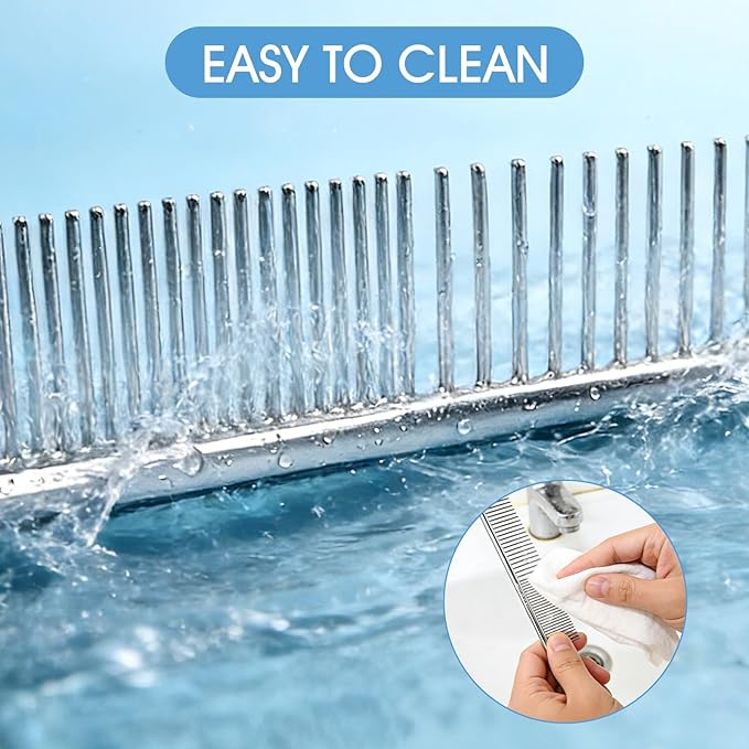 2PCS Metal Pet Combs,Different Spaced Rounded End Teeth Detangler Deshedding Comb for Dog,Cat,Pet