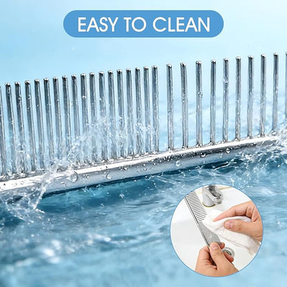 2PCS Metal Pet Combs,Different Spaced Rounded End Teeth Detangler Deshedding Comb for Dog,Cat,Pet