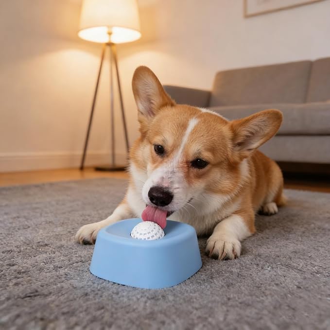 Yosoo Slow Feeder Dog Bowls, Dog Lick Bowl with Slip Resistant Material, Bright Colors, Dishwasher Safe, 6.10x6.10x2.36in, for Yogurt & Purees (Blue)