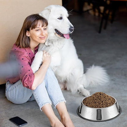 Tanlade 8 Pack Stainless Steel Dog Bowls Metal with Rubber Base Non-Slip Pets Puppy Cats Feeding Food and Water Bowls Dishwasher-Safe for Indoor Small Medium Large Dogs Cats Kitten Rabbit(47.3 oz)